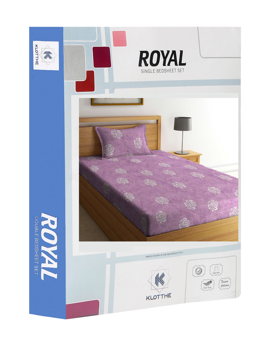 Klotthe Purple Floral 400 TC Pure Cotton Single Bedsheet Set in Book Fold Packing