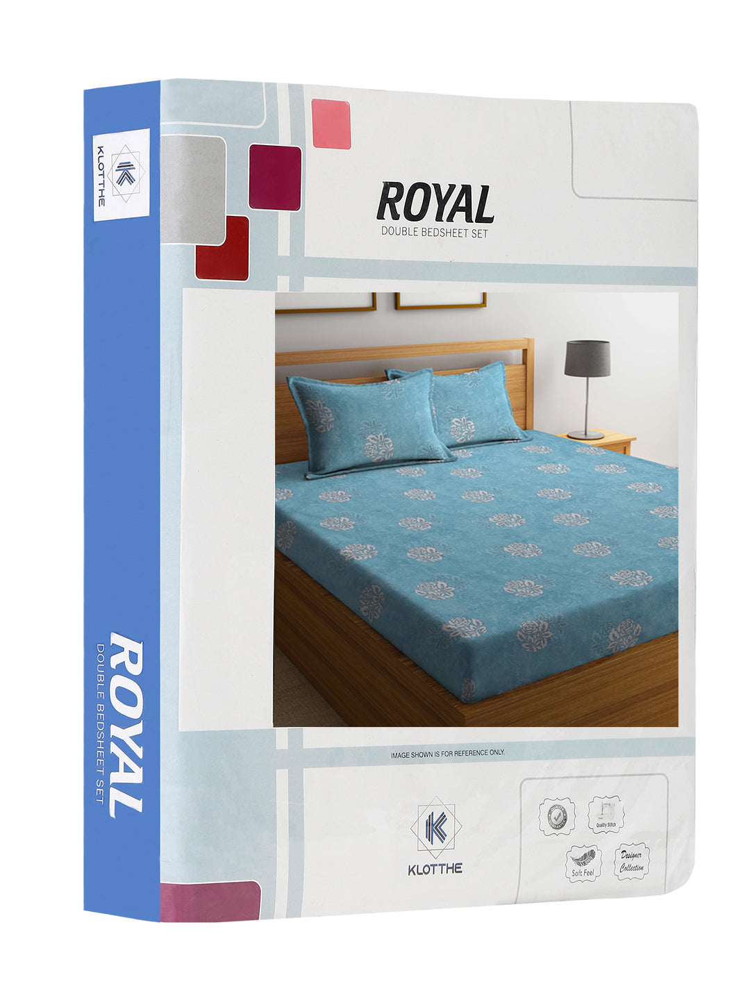Klotthe Turquoise Floral 400 TC Pure Cotton Double Bedsheet Set in Book Fold Packing
