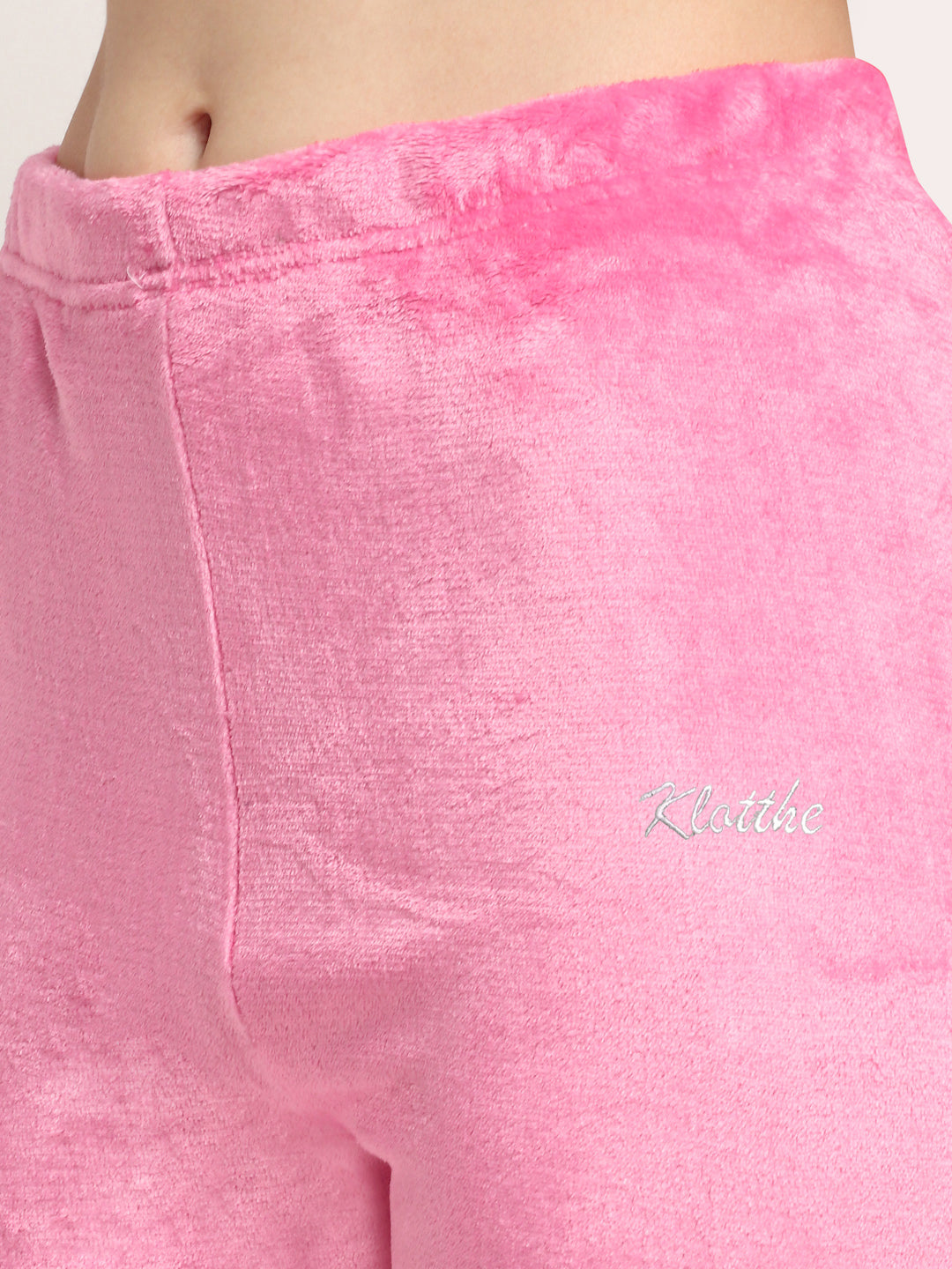 Klotthe Women Light Pink Solid Wool Blend Night Suit