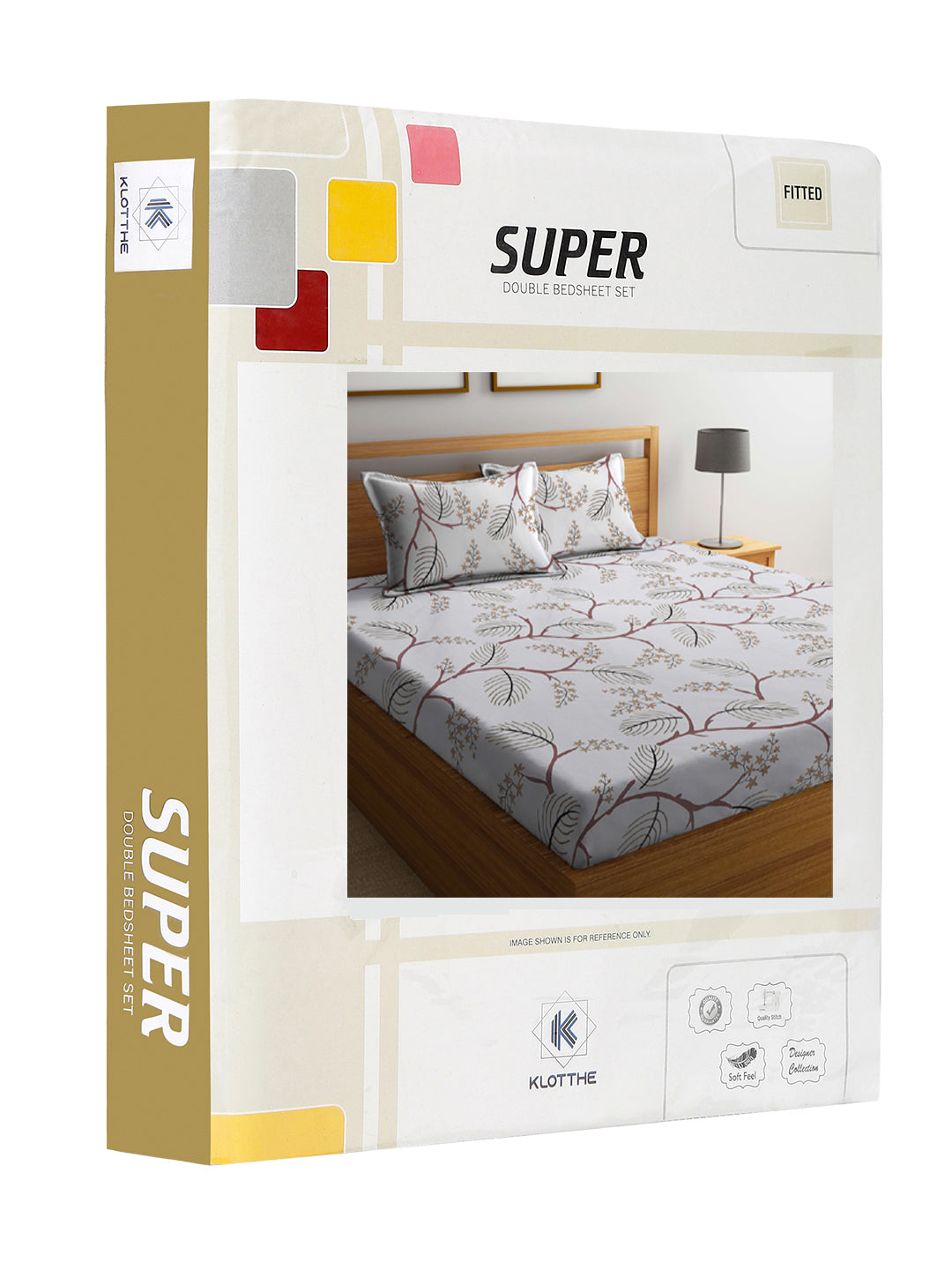 Klotthe Multicolor Floral 300 TC Cotton Blend Fitted Double Bedsheet in Book Fold Packing