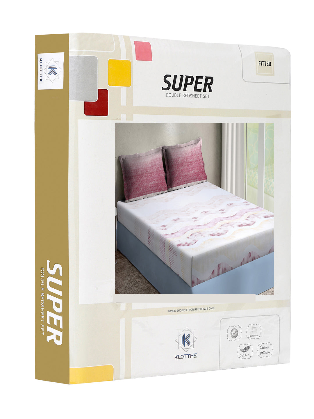 Klotthe Multicolor Abstract 400 TC Pure Cotton Fitted Super King Double Bedsheet Set in Book Fold Packing (270X270 cm)