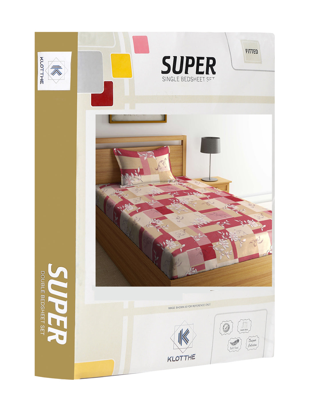 Klotthe Multicolor Floral 400 TC Pure Cotton Fitted Single Bedsheet Set in Book Fold Packing