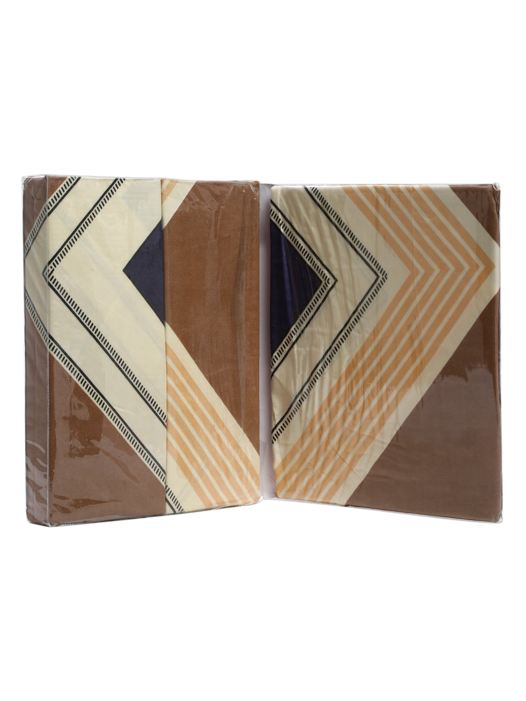 Klotthe Multi Abstract 300 TC Cotton Blend Elasticated Double Bedsheet Set in Book Fold Packing