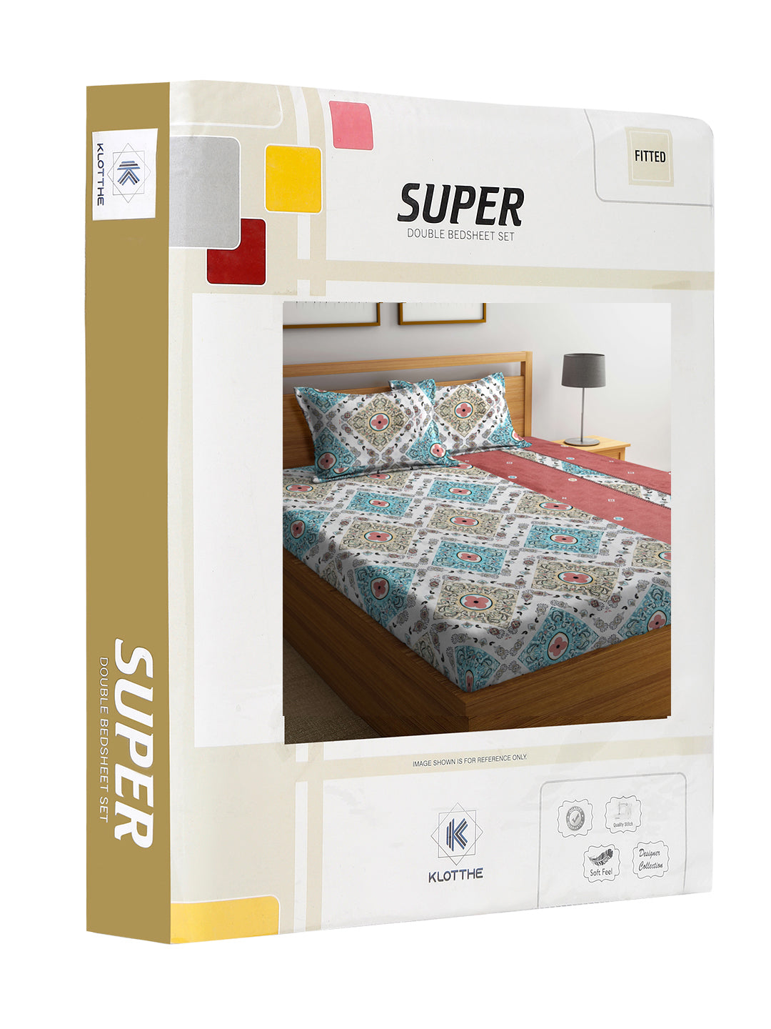 Klotthe Multi Floral 300 TC Cotton Blend Fitted Super King Double Bedsheet Set in Book Fold Packing (270X270 cm)