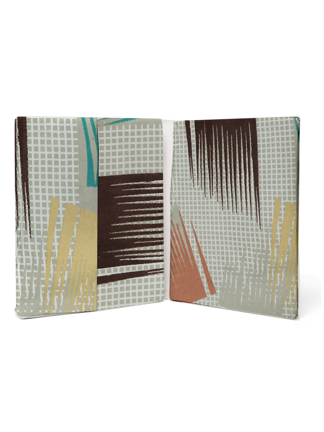 Klotthe Multi Abstract 300 TC Cotton Blend Elasticated Double Bedsheet Set in Book Fold Packing