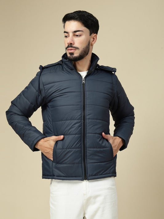 Klotthe Men’s Blue Quilted Hooded Jacket