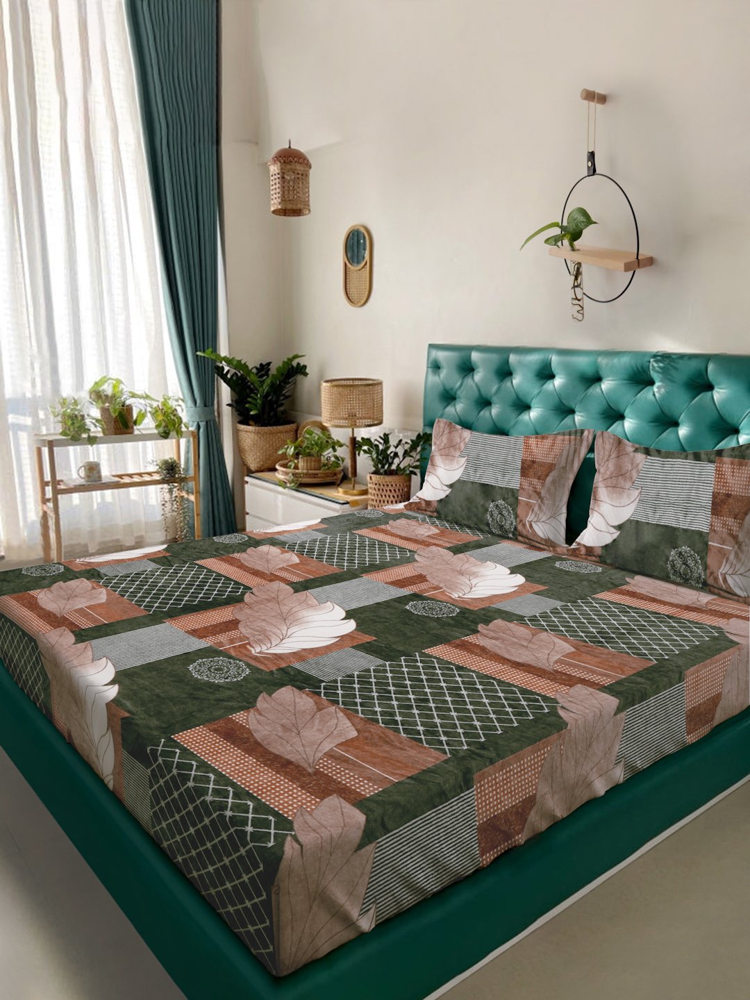 Multicolor Floral Woolen Double Bed Sheet with 2 Pillow Covers