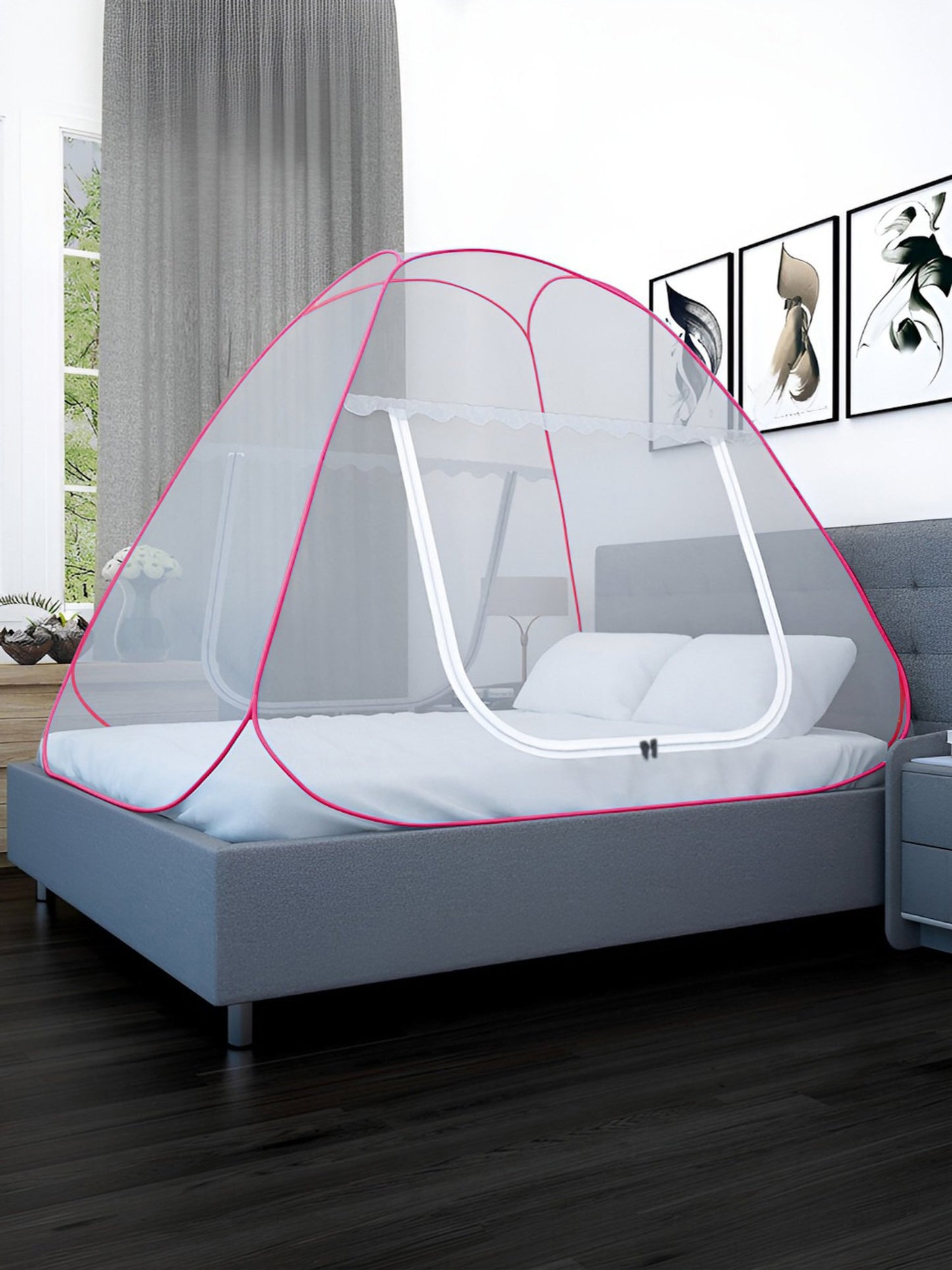 Pink King Size Washable Foldable Mosquito Net