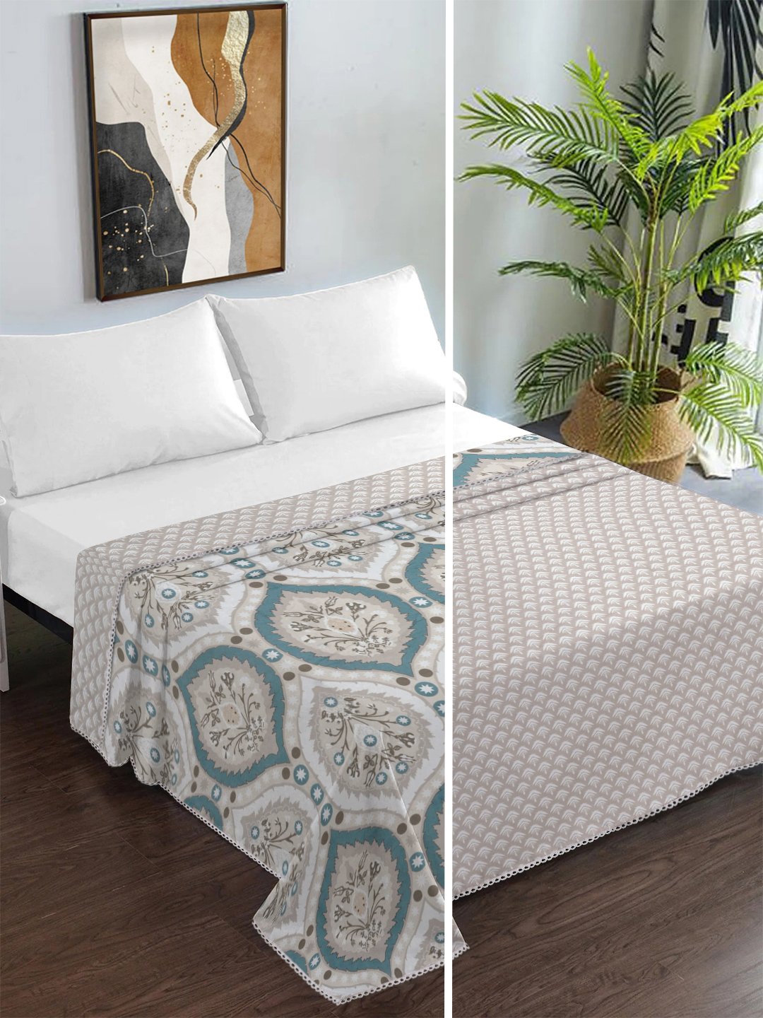 Multi Cotton Blend Floral Double Bed Dohar