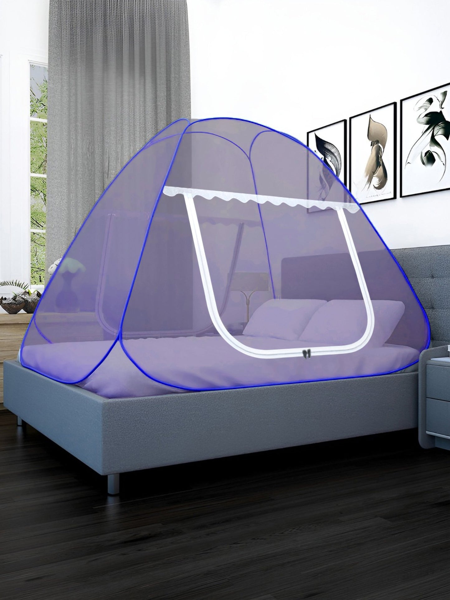 Blue King Size Washable Foldable Mosquito Net