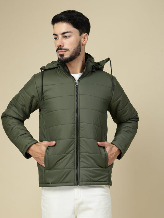 Klotthe Men’s Green Quilted Hooded Jacket