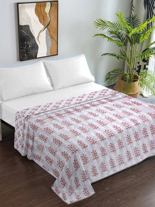 Pink Pure Cotton Floral Double Bed Dohar