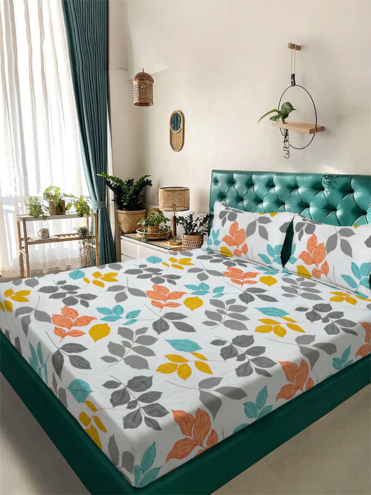 Multi Floral 300 TC Cotton Blend Double Bedsheet in Book Fold Packing