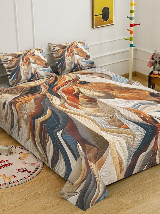 Multi Digital Animal Printed Cotton Blend Double Bedsheet with 2 Pillow Covers