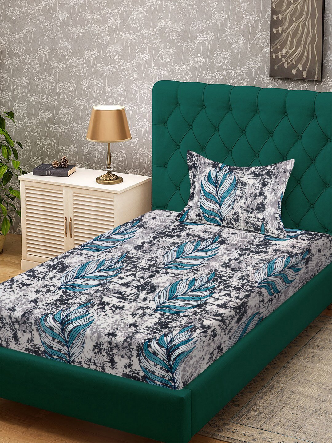 Multi Floral Woolen Single Bedsheet with Pillow Cover