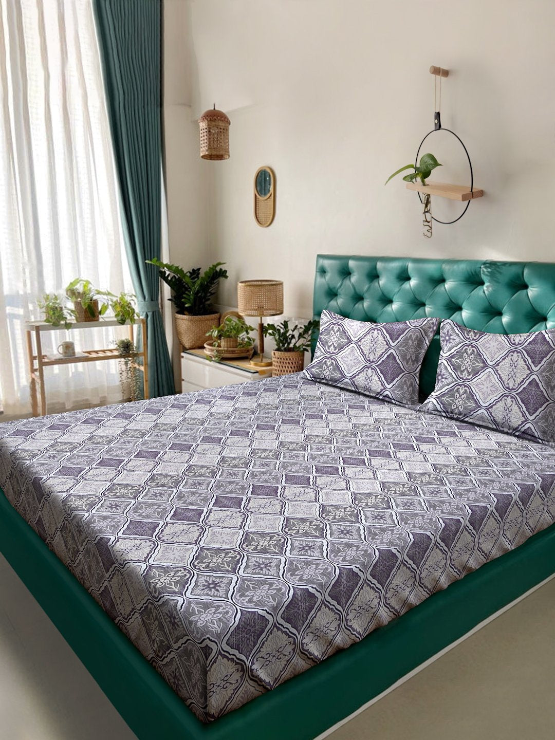Multi Floral 400 TC Pure Cotton Double Bedsheet with 2 Pillow Covers