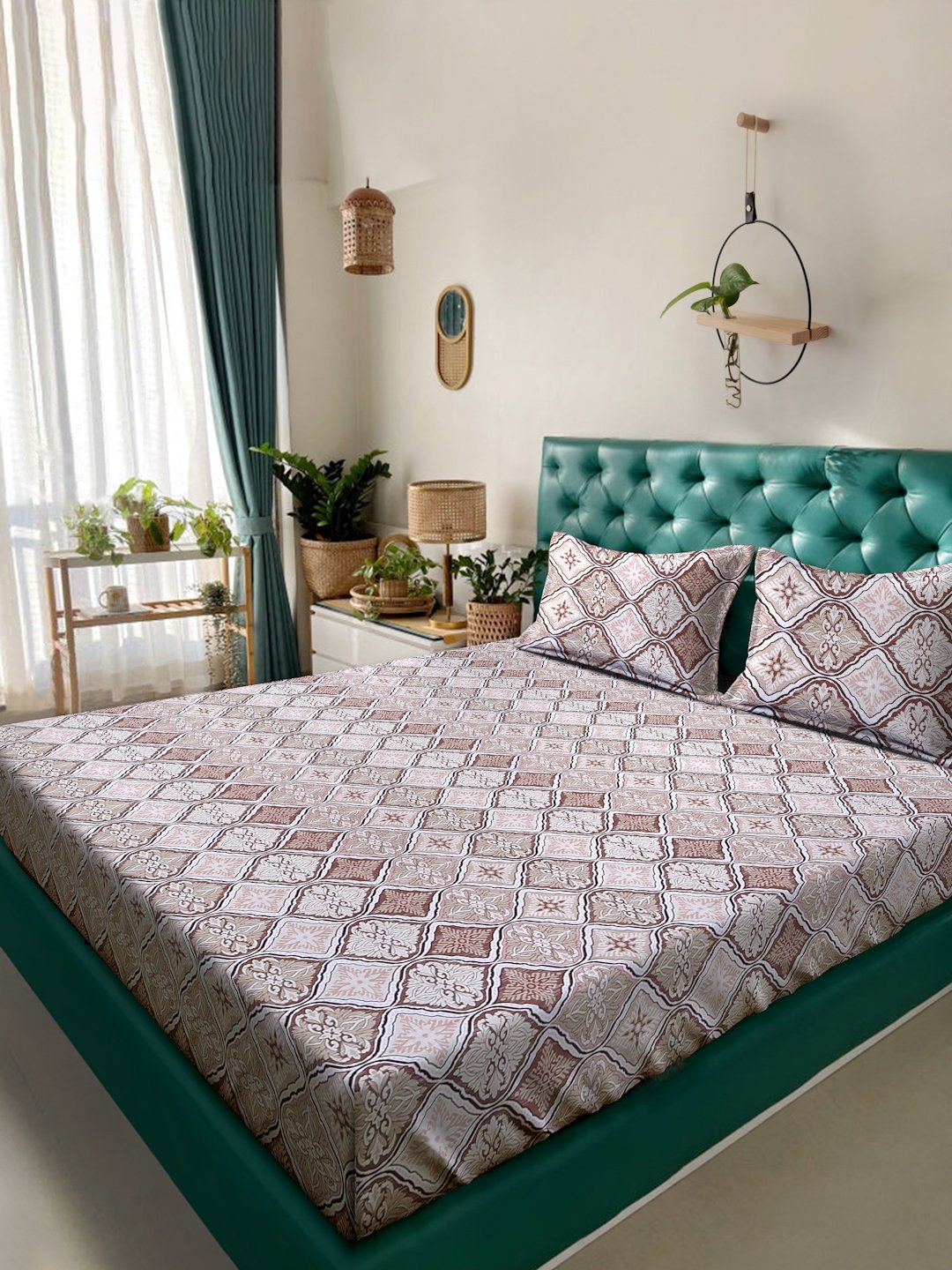 Multi Floral 400 TC Pure Cotton Double Bedsheet with 2 Pillow Covers