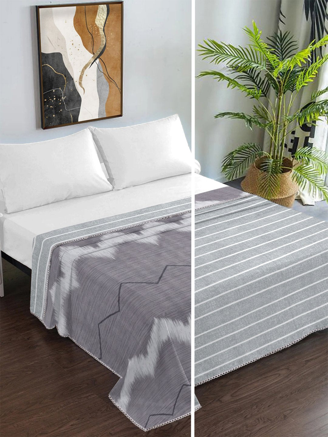 Purple Cotton Blend Geometric Double Bed Dohar