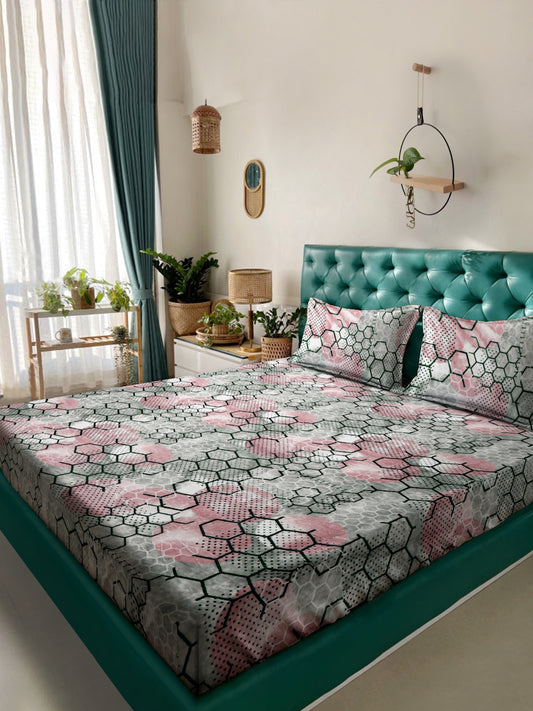 Klotthe Multicolor Geometric Woolen Double Bed Sheet with 2 Pillow Covers