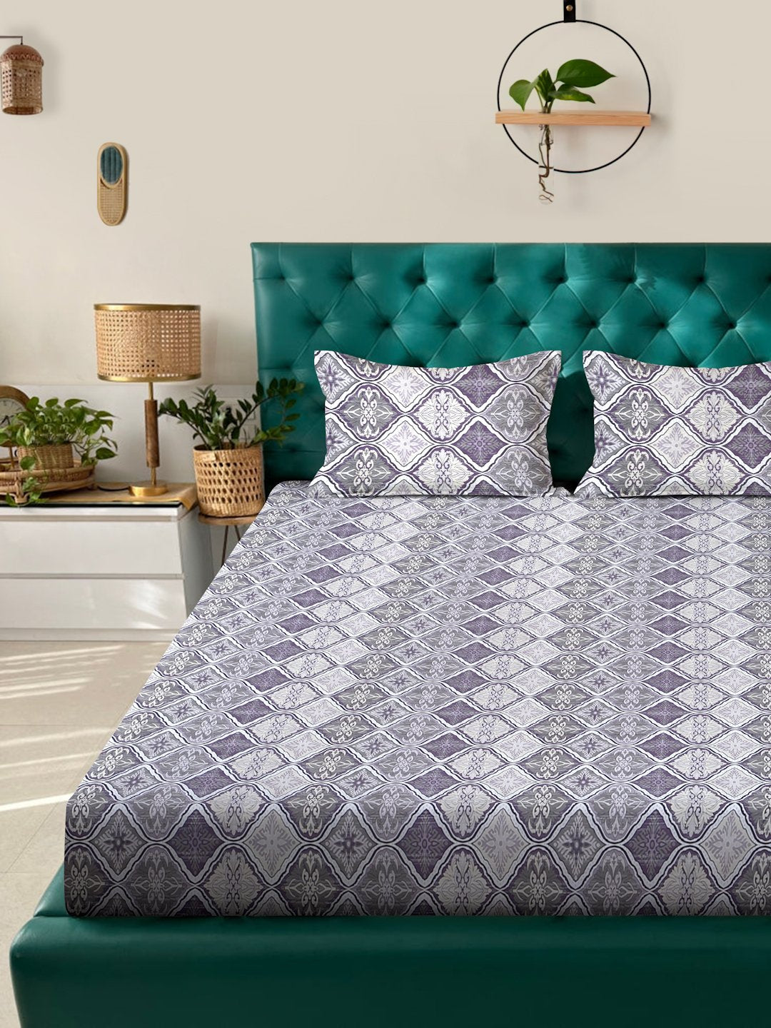 Multi Floral 400 TC Pure Cotton Double Bedsheet with 2 Pillow Covers