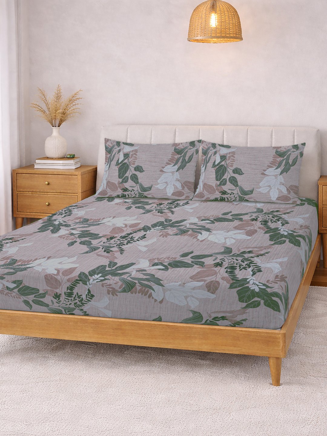 Multi Floral Cotton Blend Double Bedsheet with 2 Pillow Covers