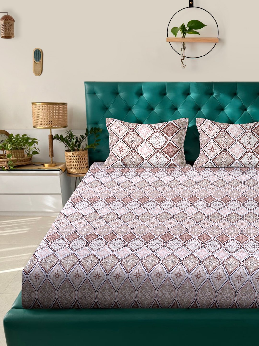 Multi Floral 400 TC Pure Cotton Double Bedsheet with 2 Pillow Covers