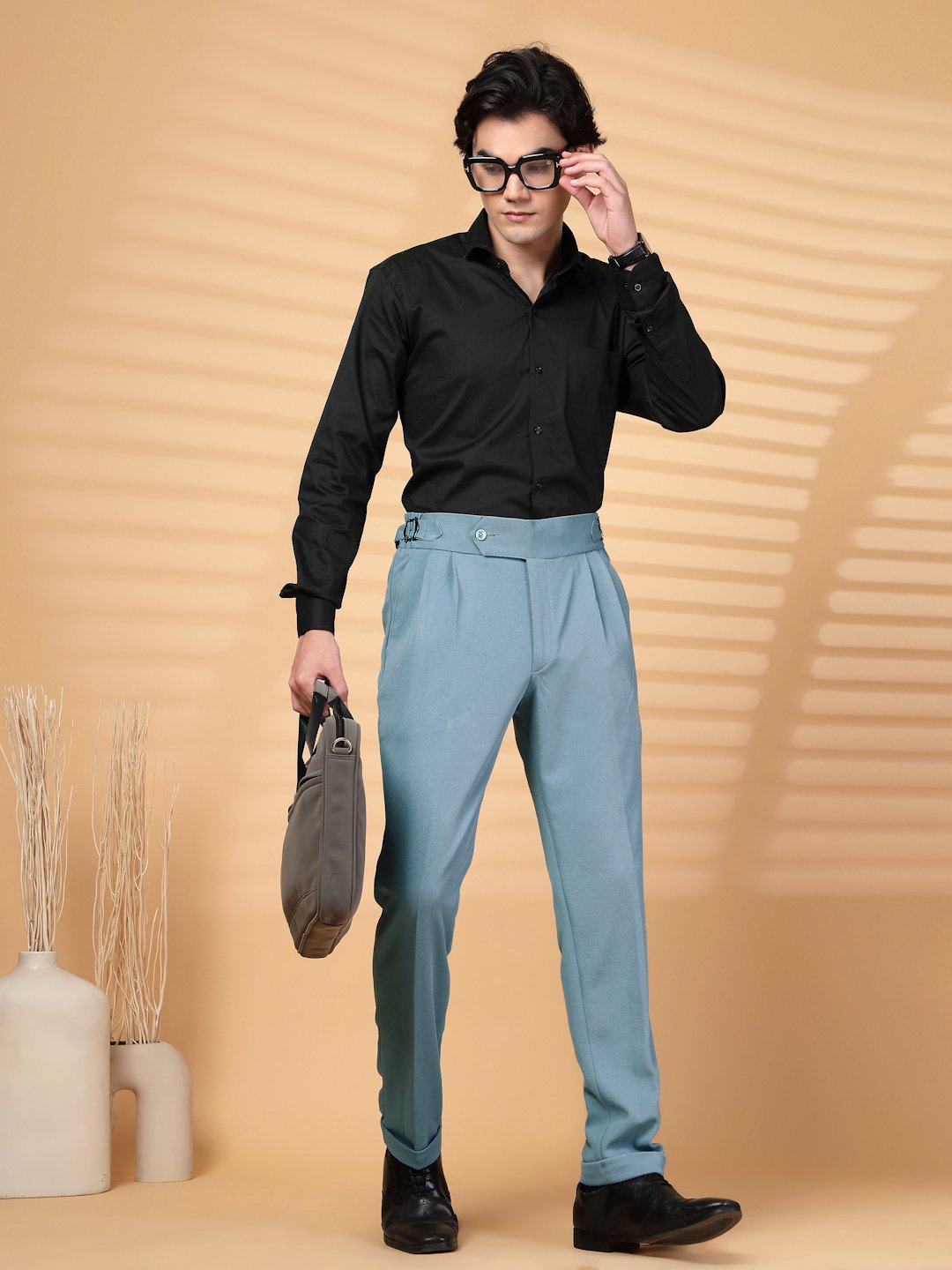 Dark Grey Lycra Cotton Comfort-Fit Solid Regular Formal Trouser