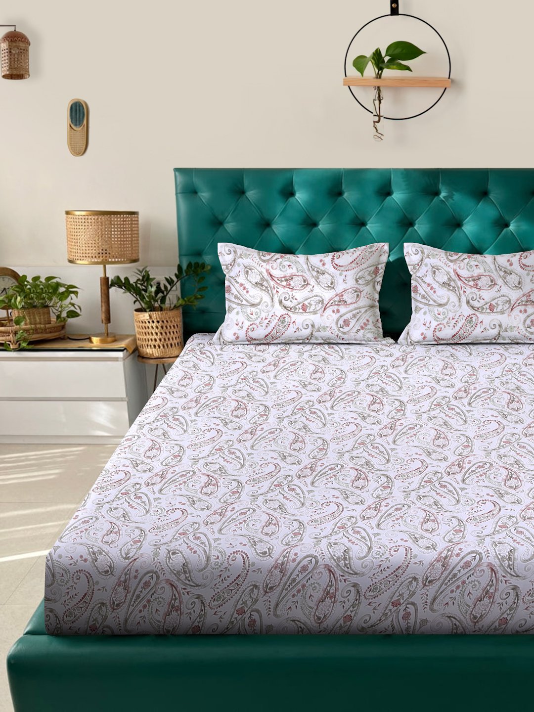 Multi Floral 400 TC Pure Cotton Double Bedsheet with 2 Pillow Covers
