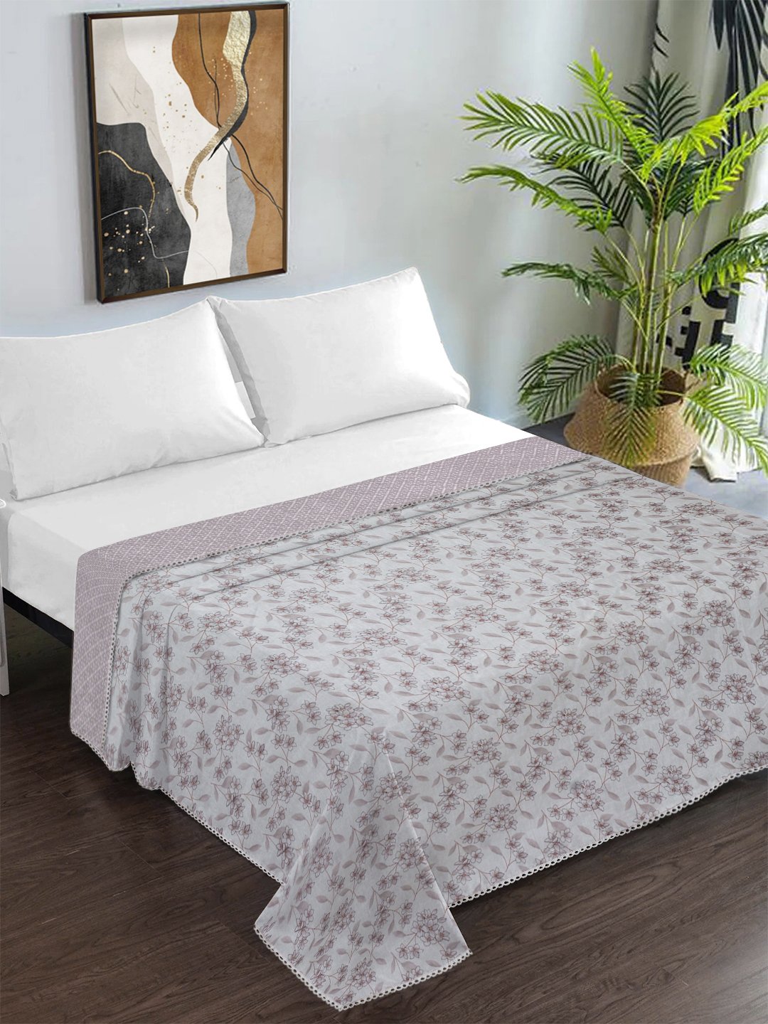 Pink Pure Cotton Floral Double Bed Dohar
