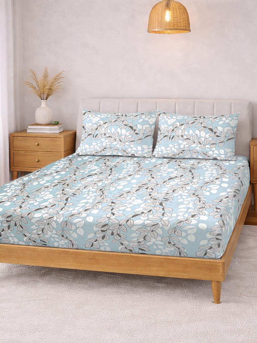 Multi Floral Cotton Blend Double Bedsheet with 2 Pillow Covers