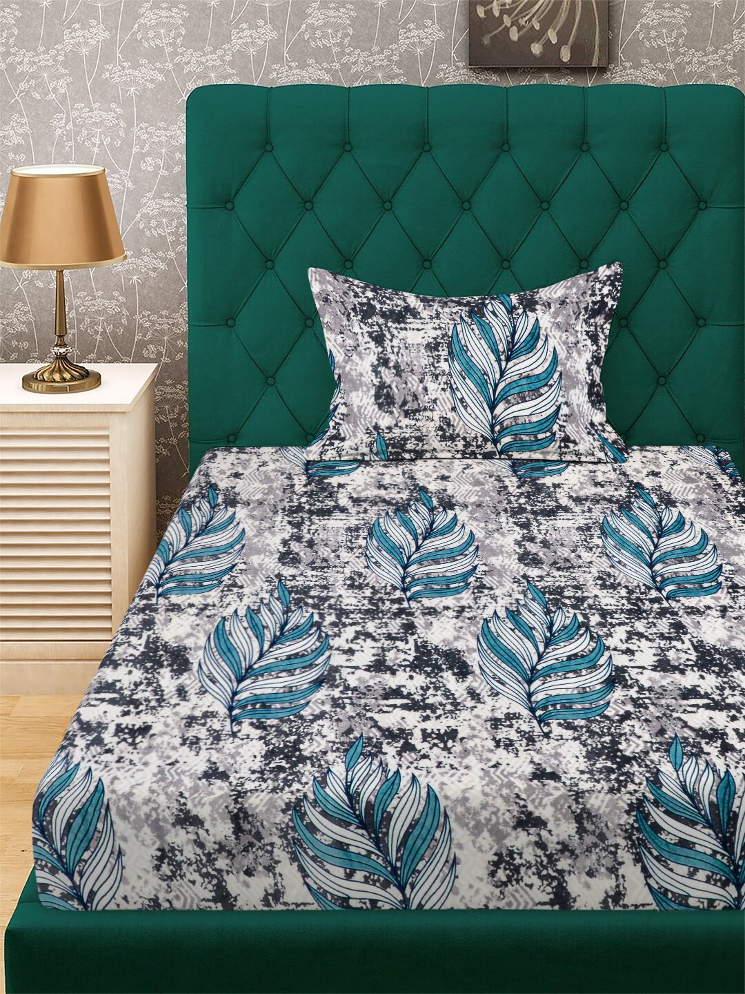 Multi Floral Woolen Single Bedsheet with Pillow Cover