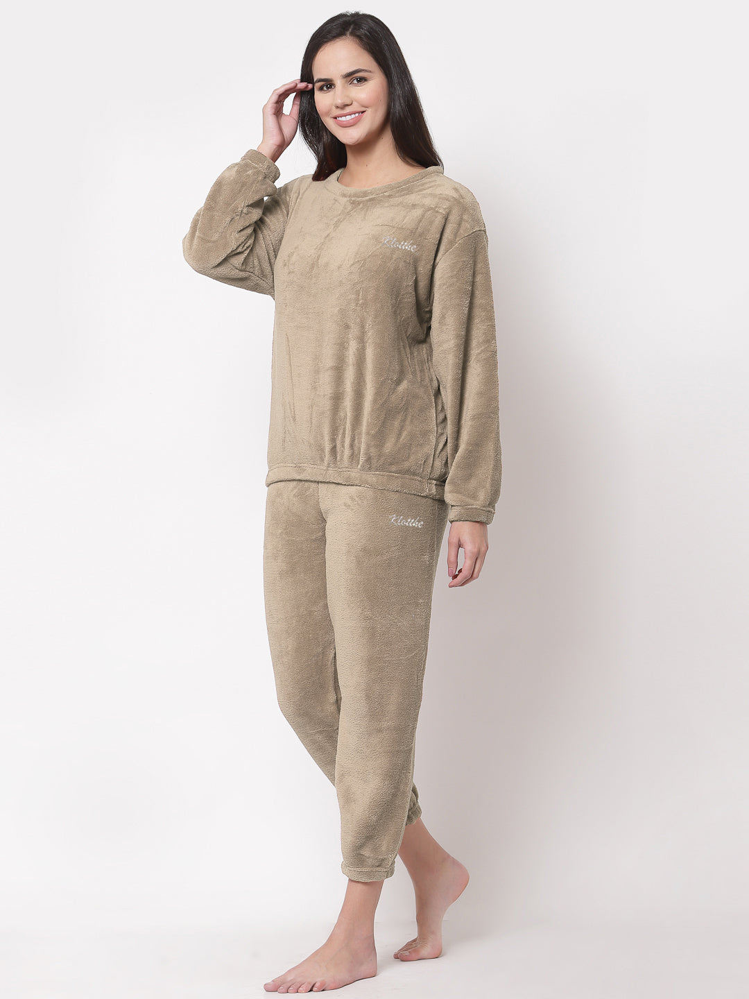 Woolen Fleece Winter Warm Night Suit for Women by KLOTTHE®