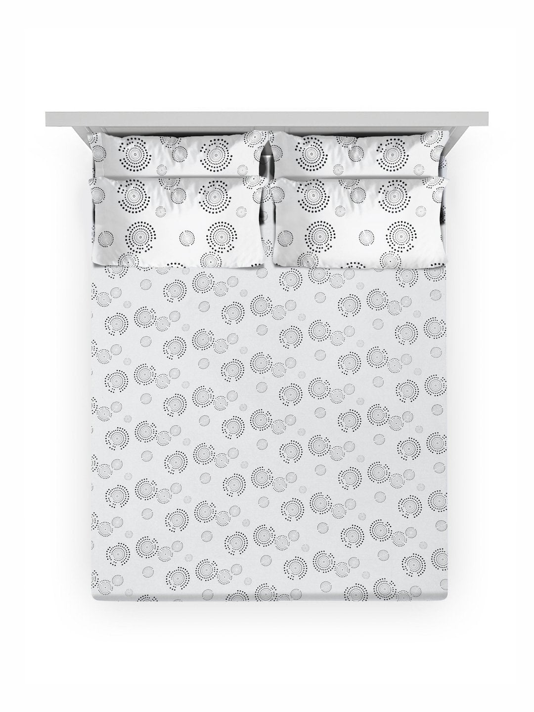 OffWhite Floral 400 TC Pure Cotton Fitted Super King Double Bedsheet with 4 Pillow Covers