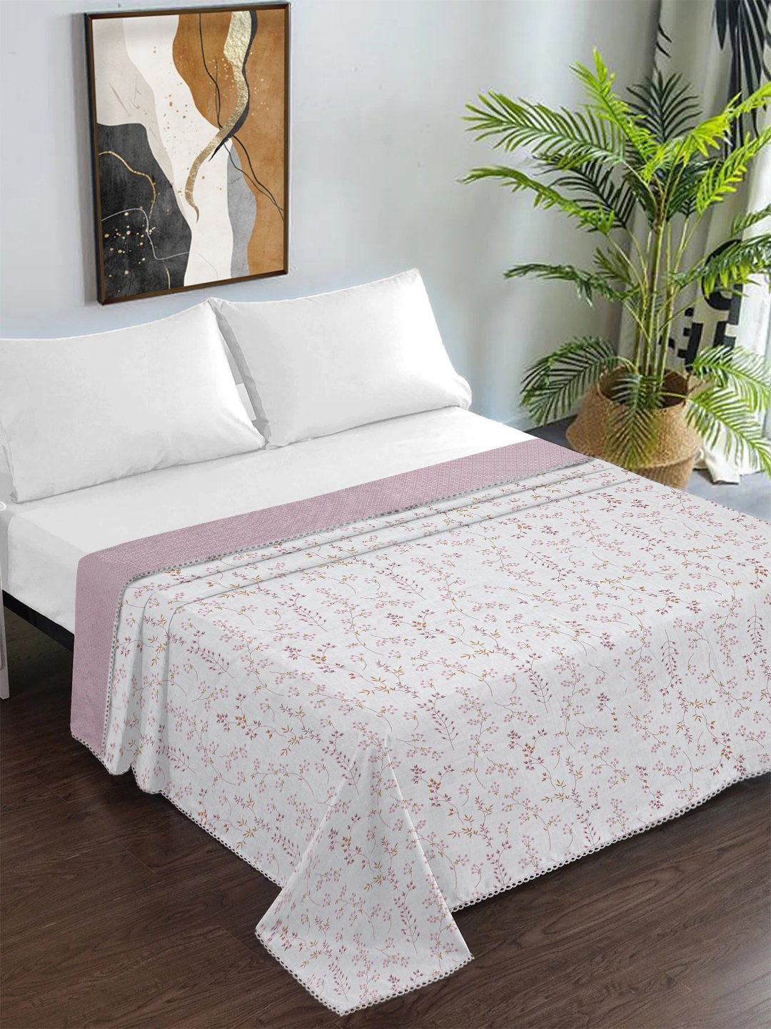 Pink Pure Cotton Floral Double Bed Dohar