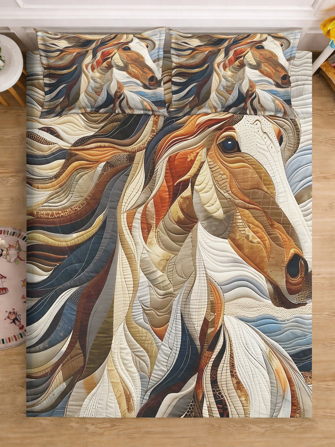 Multi Digital Animal Printed Cotton Blend Fitted Double Bedsheet with 2 Pillow Covers