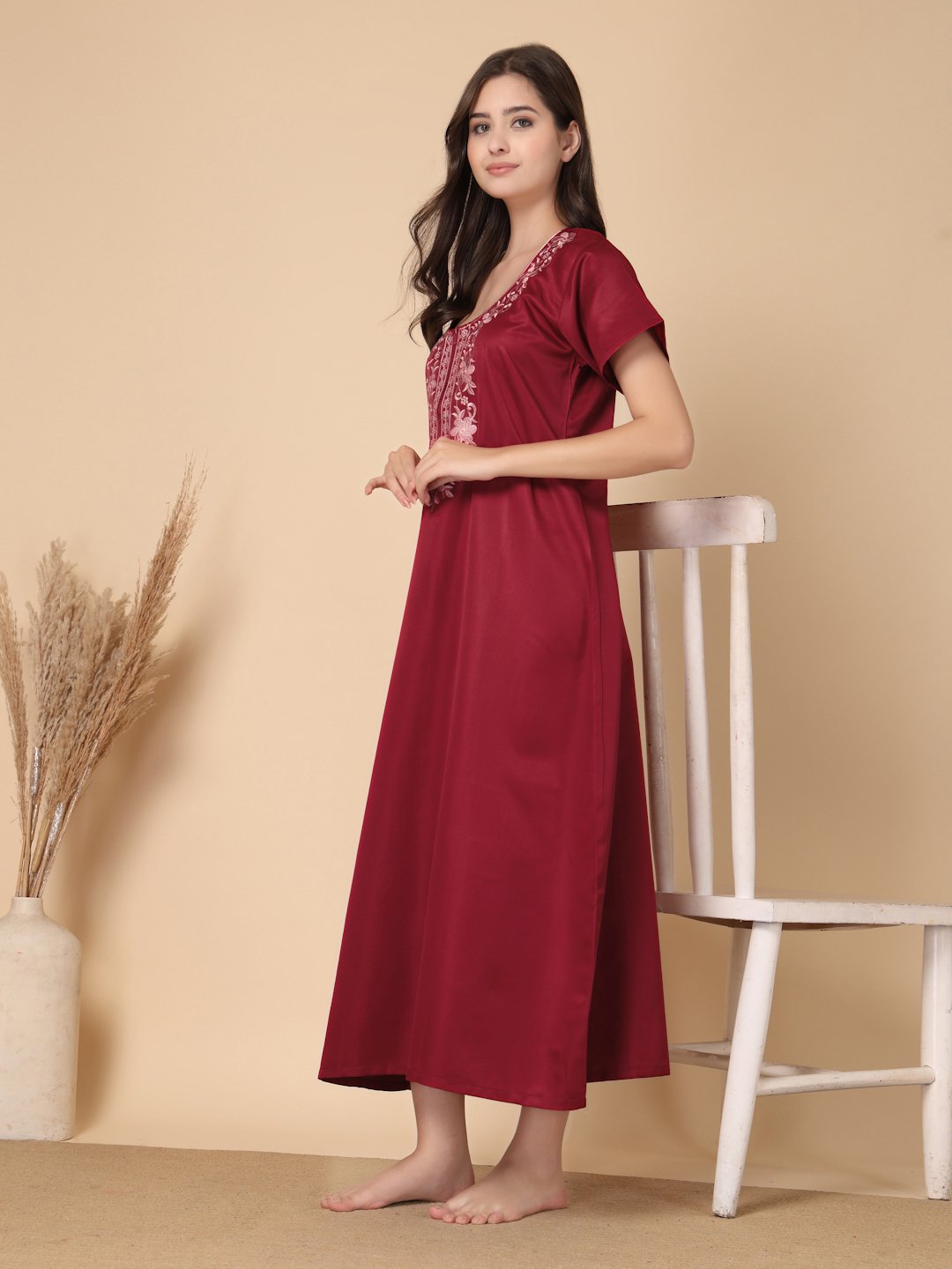 White Floral Soft Feel Cotton Blend Printed Maxi
