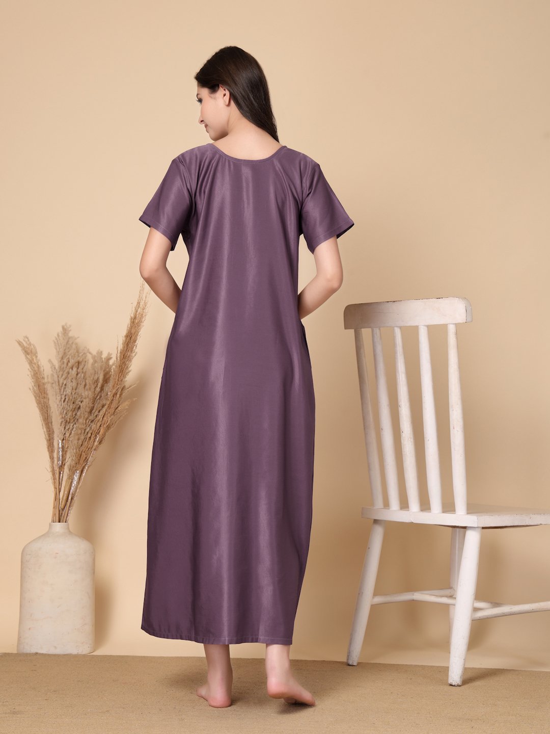 Purple Solid Soft Feel Cotton Blend Maxi