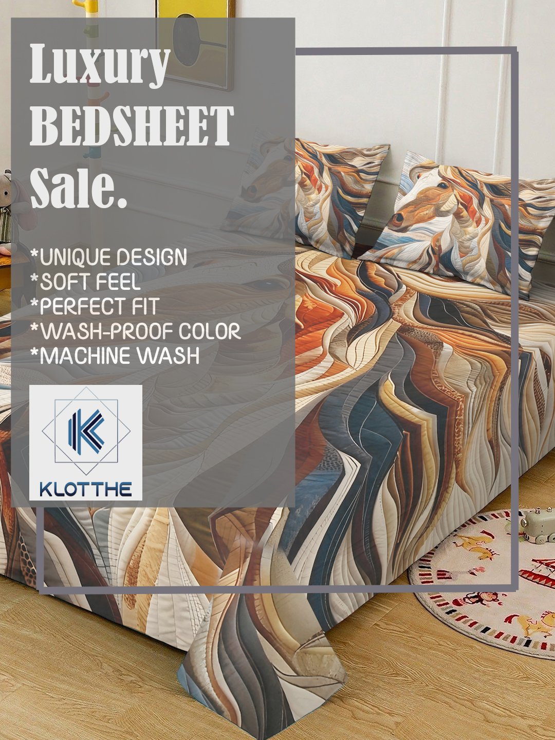Multi Digital Animal Printed Cotton Blend Double Bedsheet with 2 Pillow Covers