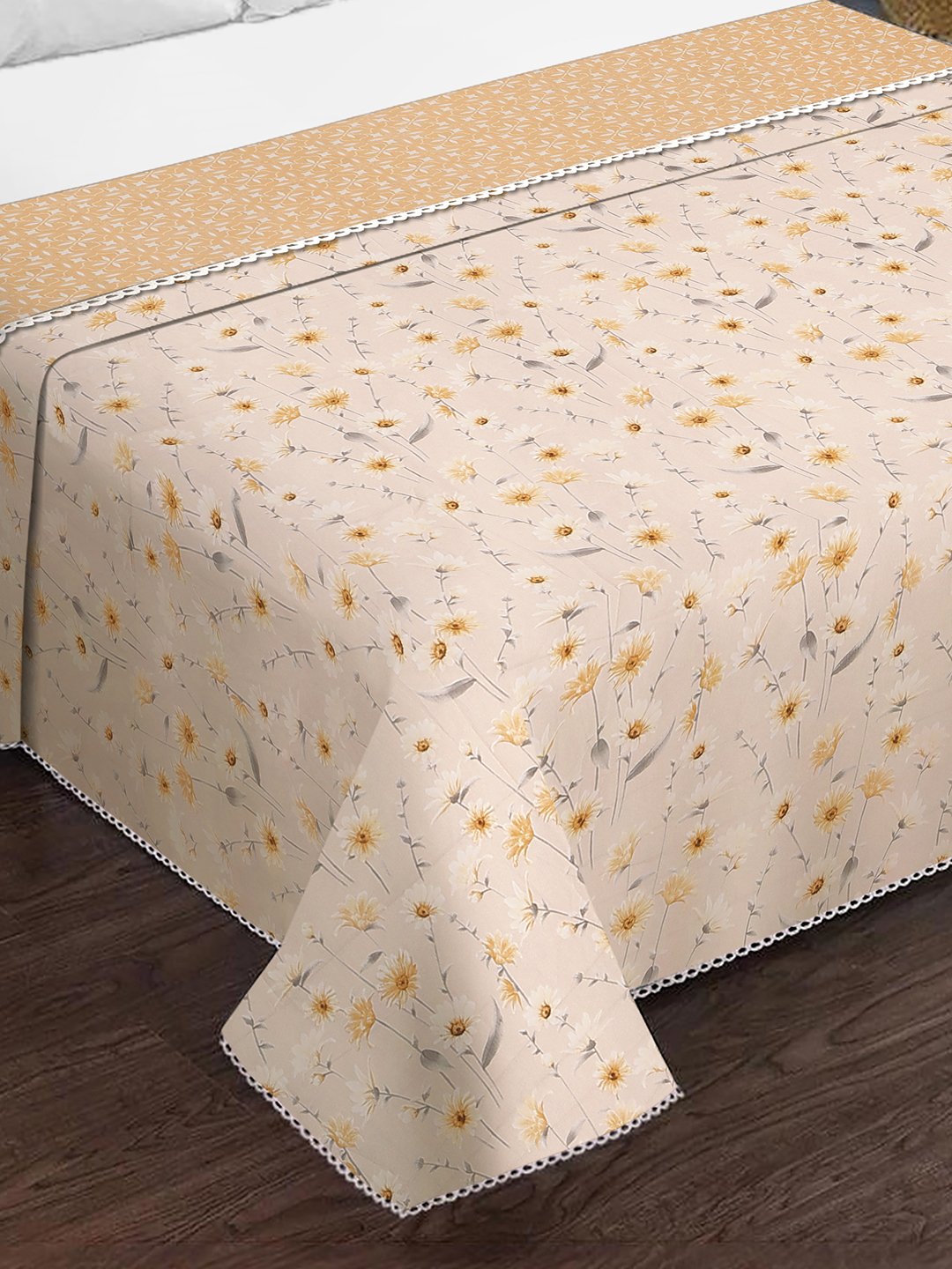 Peach Cotton Blend Floral Double Bed Dohar