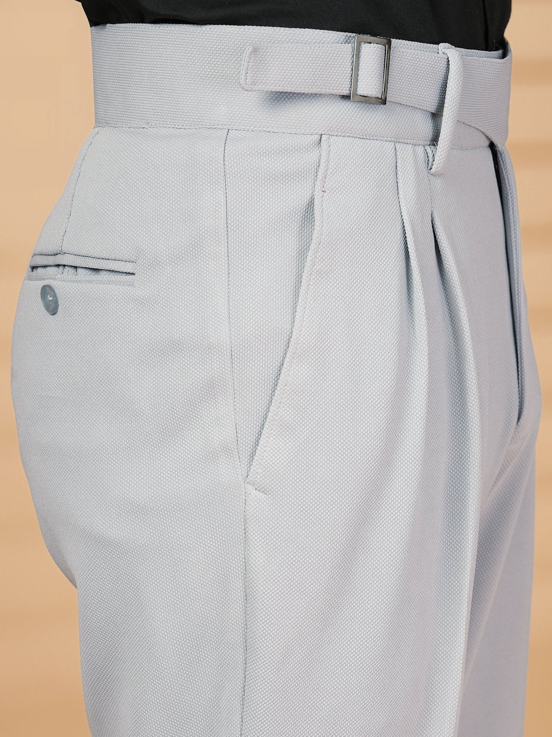 Light Grey Lycra Cotton Solid Smart Fit Formal Trouser
