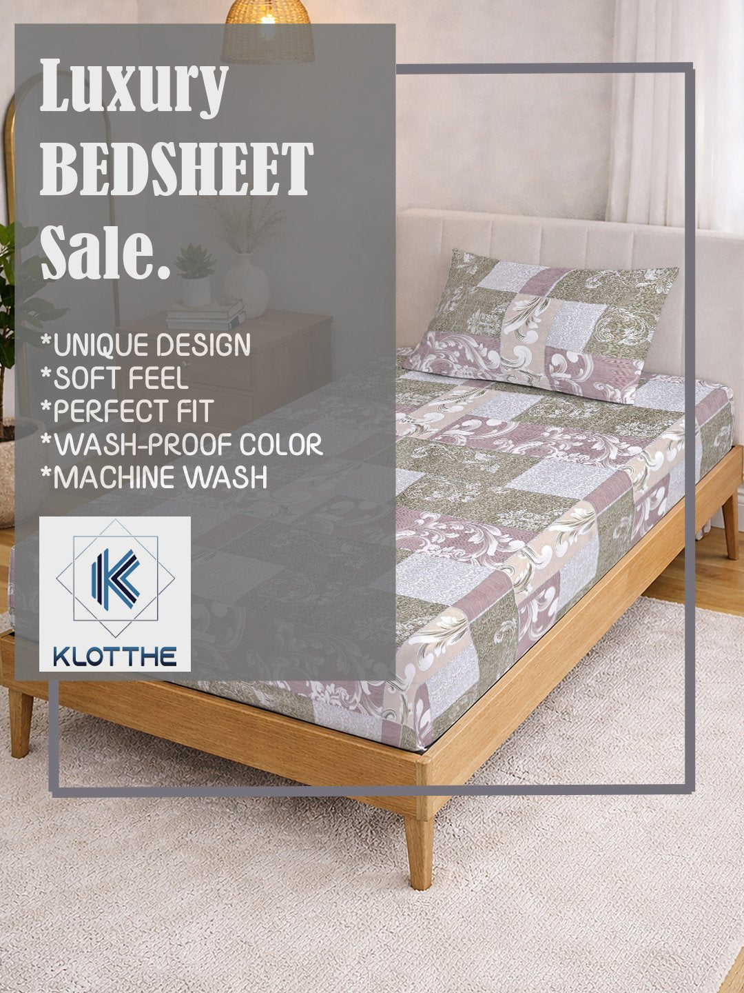 Multi Floral Cotton Blend Single Bedsheet with Pillow Cover