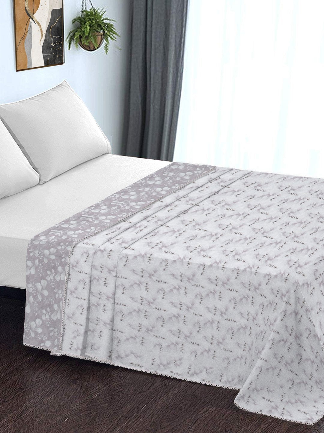 Purple Pure Cotton Floral Double Bed Dohar