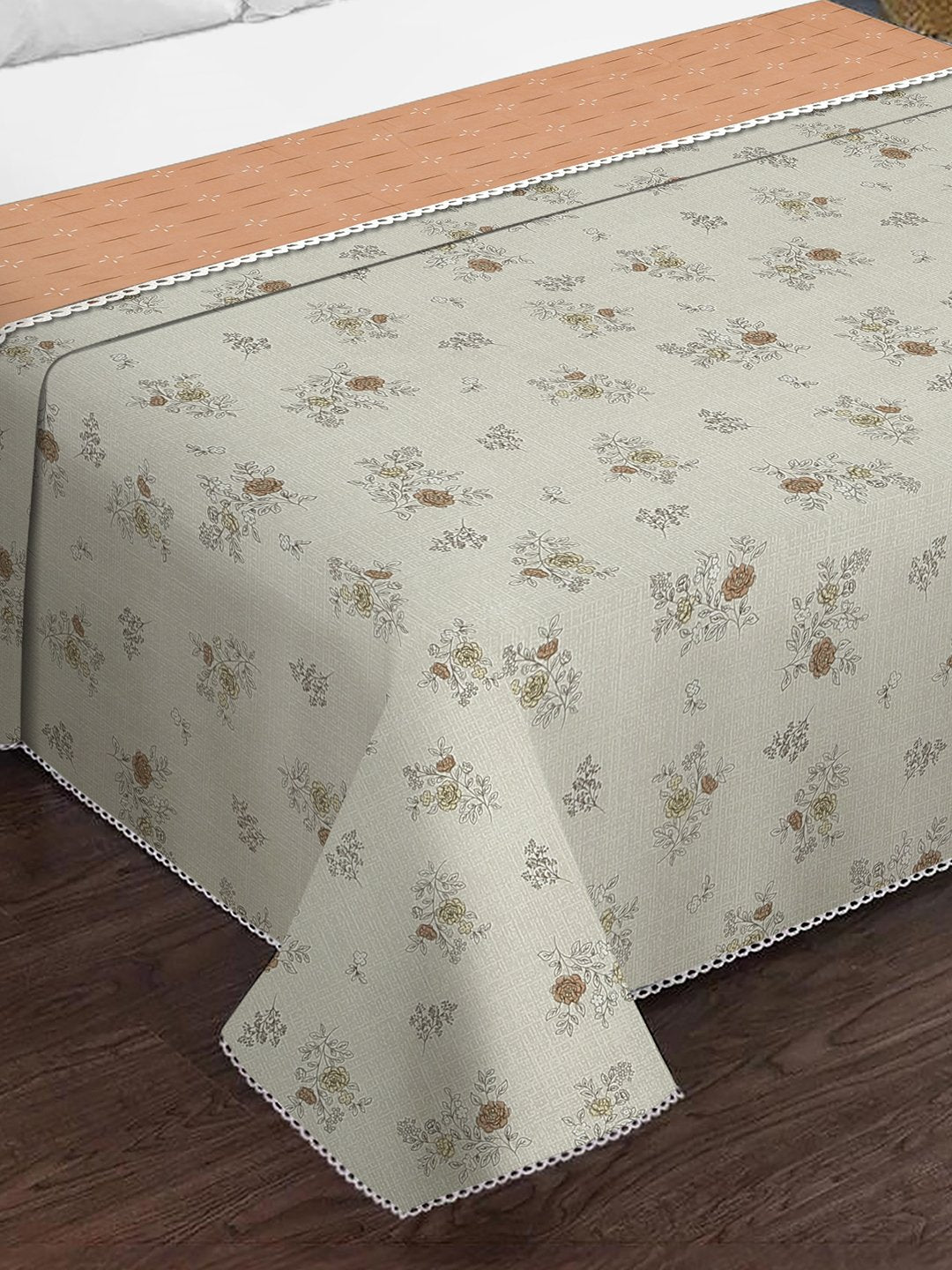 Green Cotton Blend Floral Double Bed Dohar