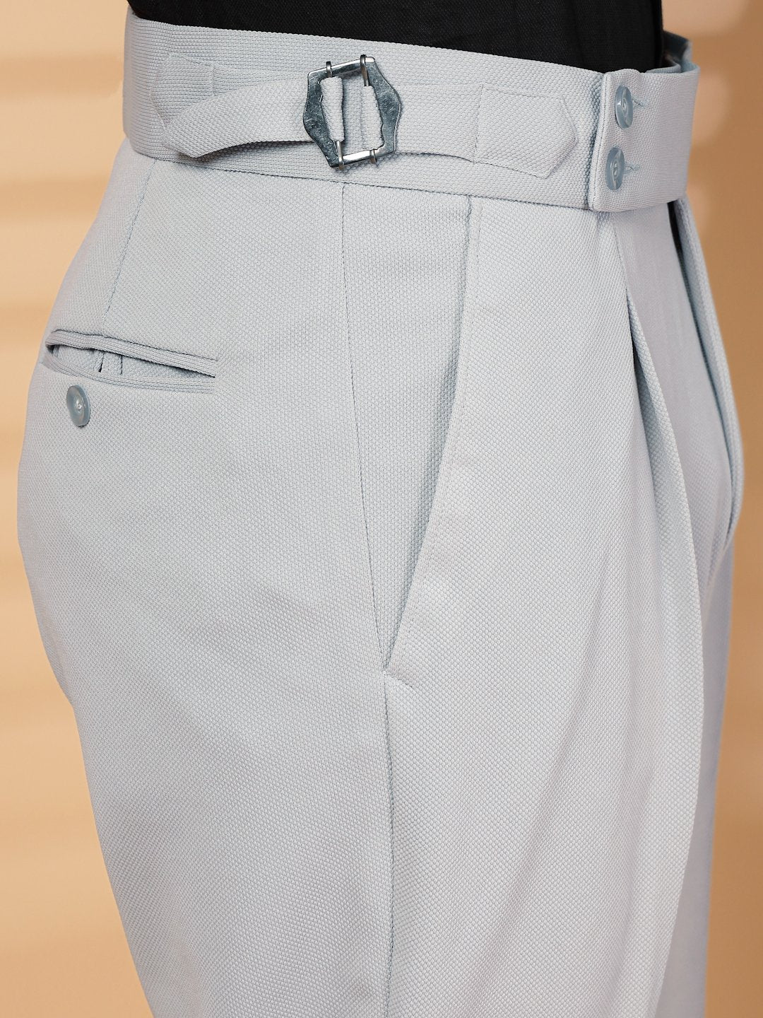 Light Grey Lycra Cotton Solid Smart Fit Formal Trouser
