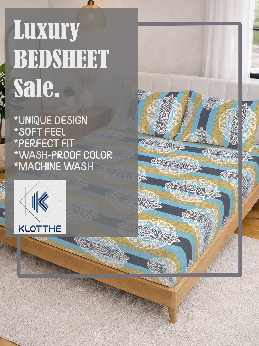 Multi Floral Fitted Fitted Cotton Blend Double Bedsheet with 2 Pillow Covers