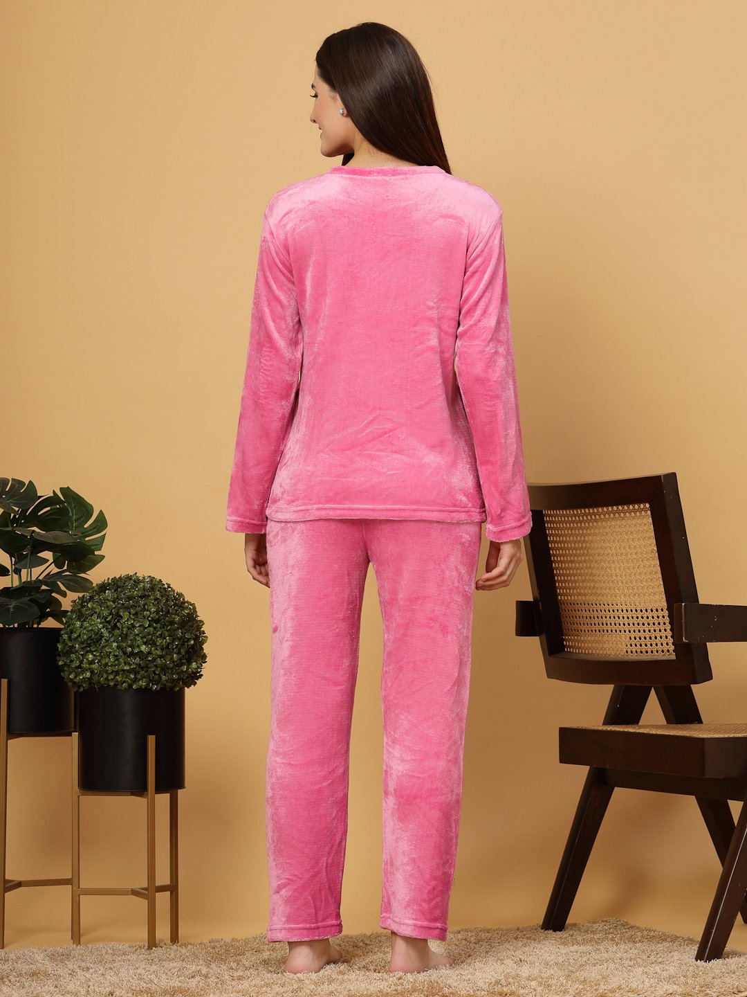 Klotthe Women LightPink Solid Woolen Night Suit
