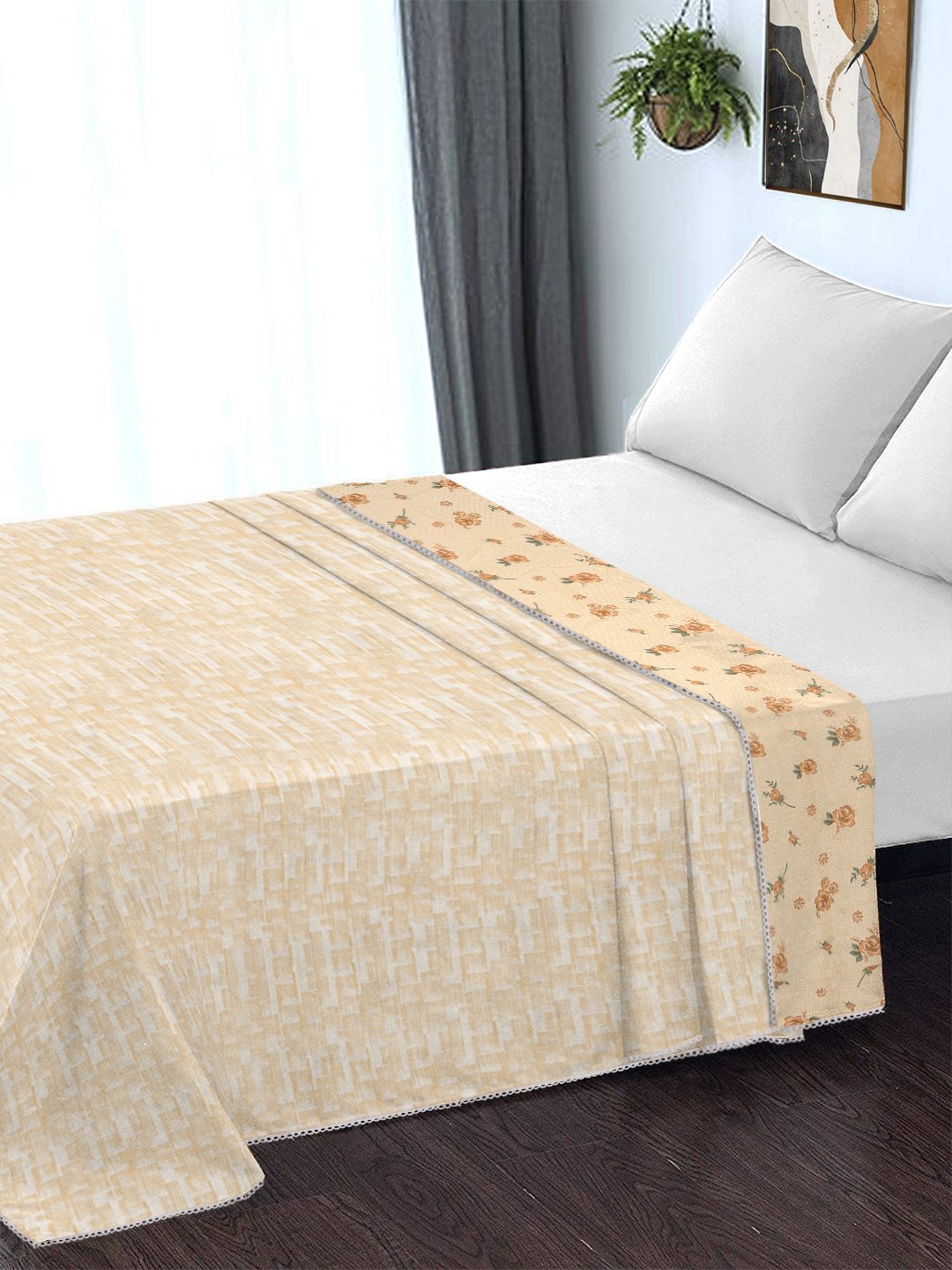 Yellow Pure Cotton Floral Double Bed Dohar