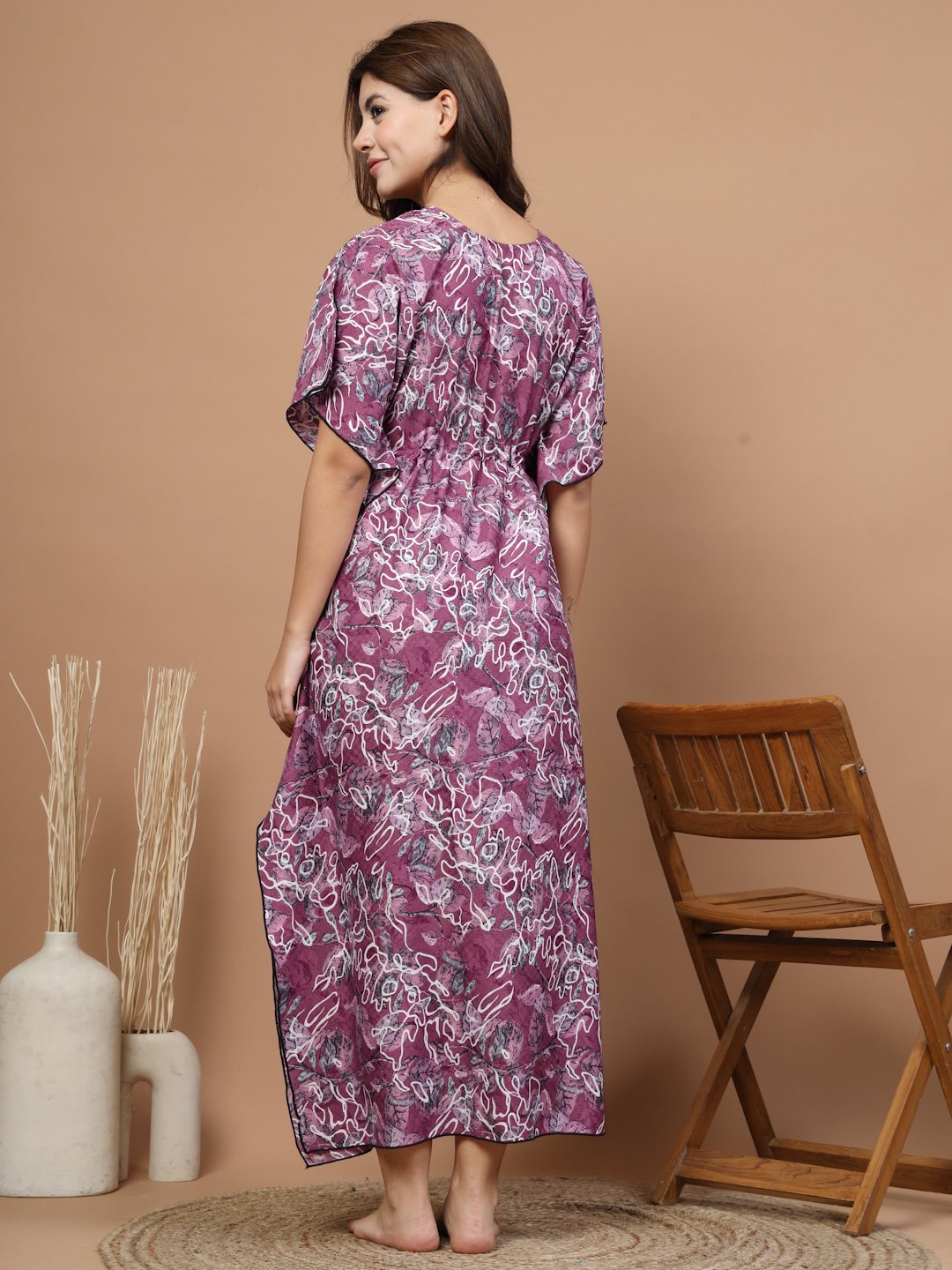 Onion Floral Cotton Blend Kaftan Maxi Nightdress