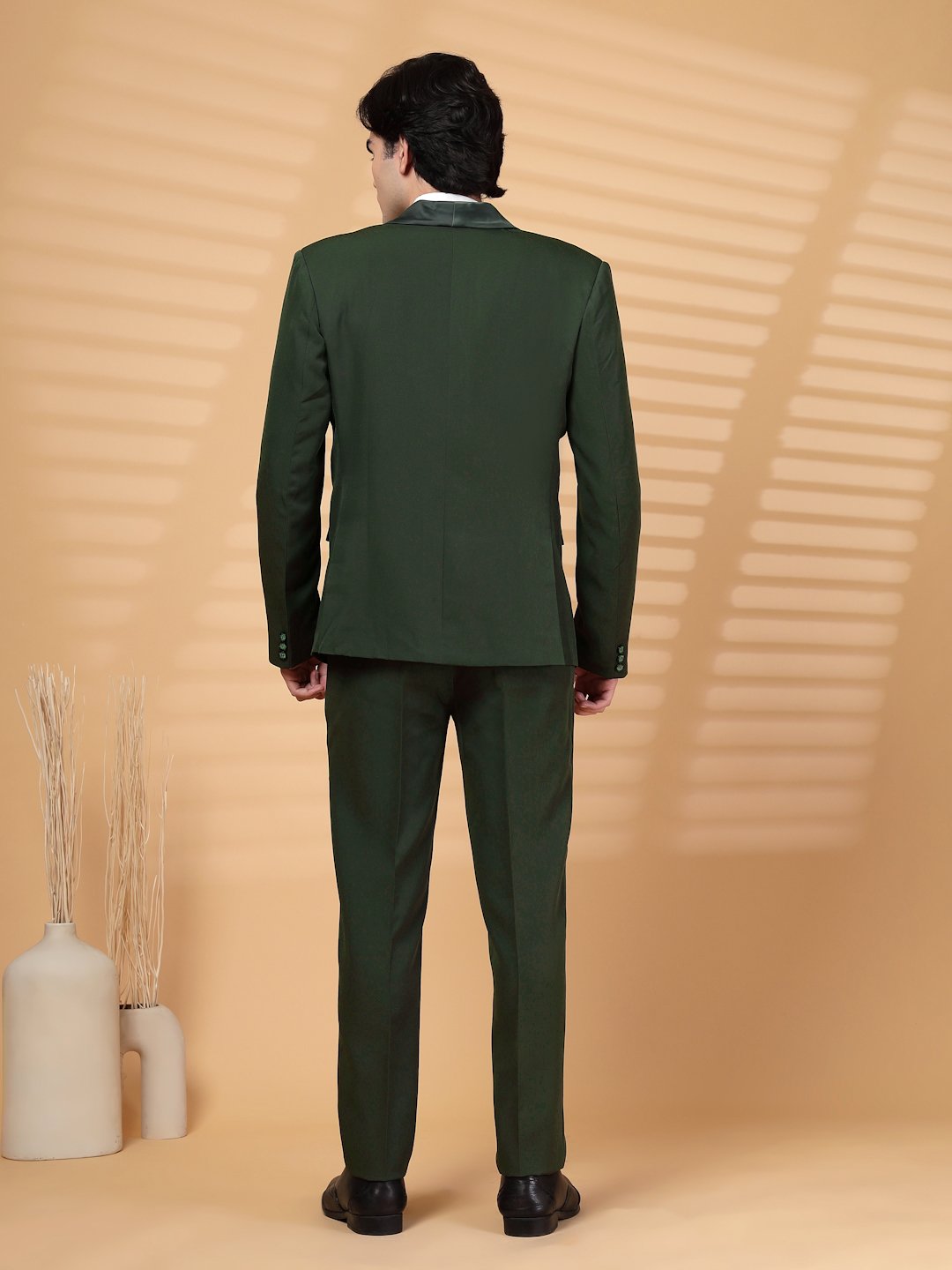 Green Solid Embroidery Single-Breasted Two-Piece Party Suit