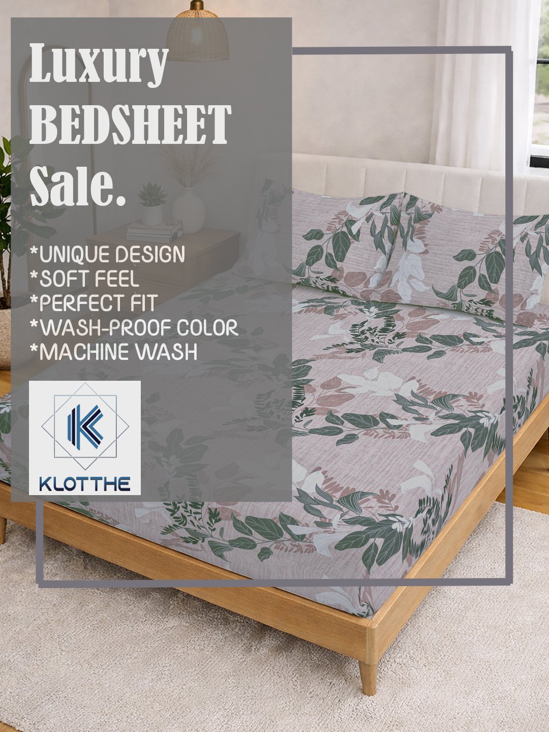 Multi Floral Cotton Blend Double Bedsheet with 2 Pillow Covers